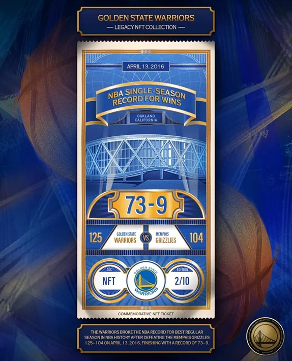 Warriors Single Season Wins Record Ticket (2/10)